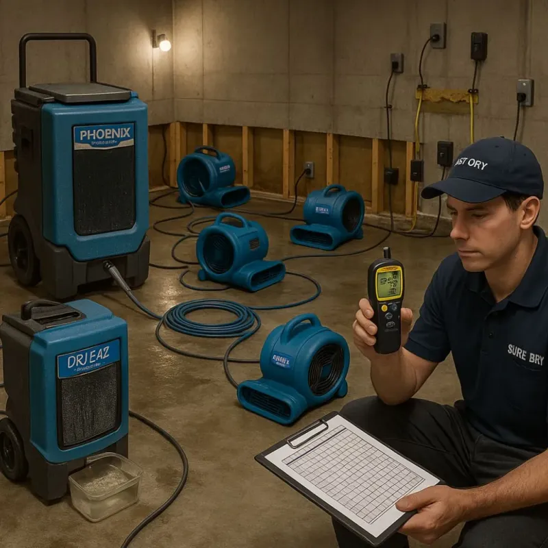 Structural Drying and Dehumidification process in Snyder, TX